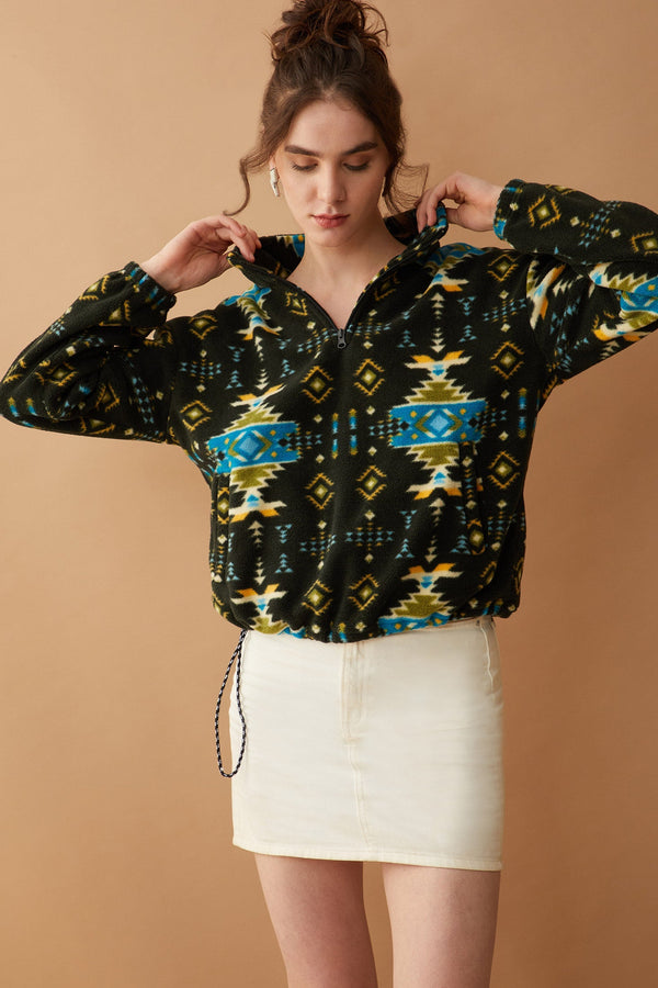 Maren High Collar Jacket in Mesa Tribal - Myra USA