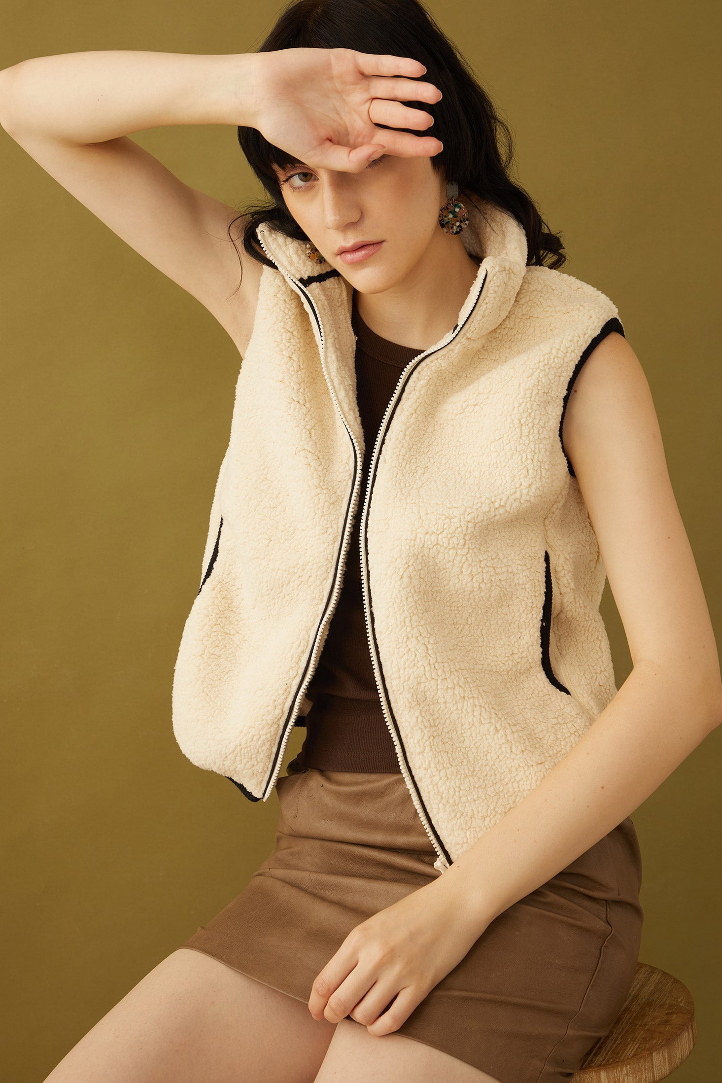 Jazlyn Zippered Fleece Jacket Vest - Myra USA