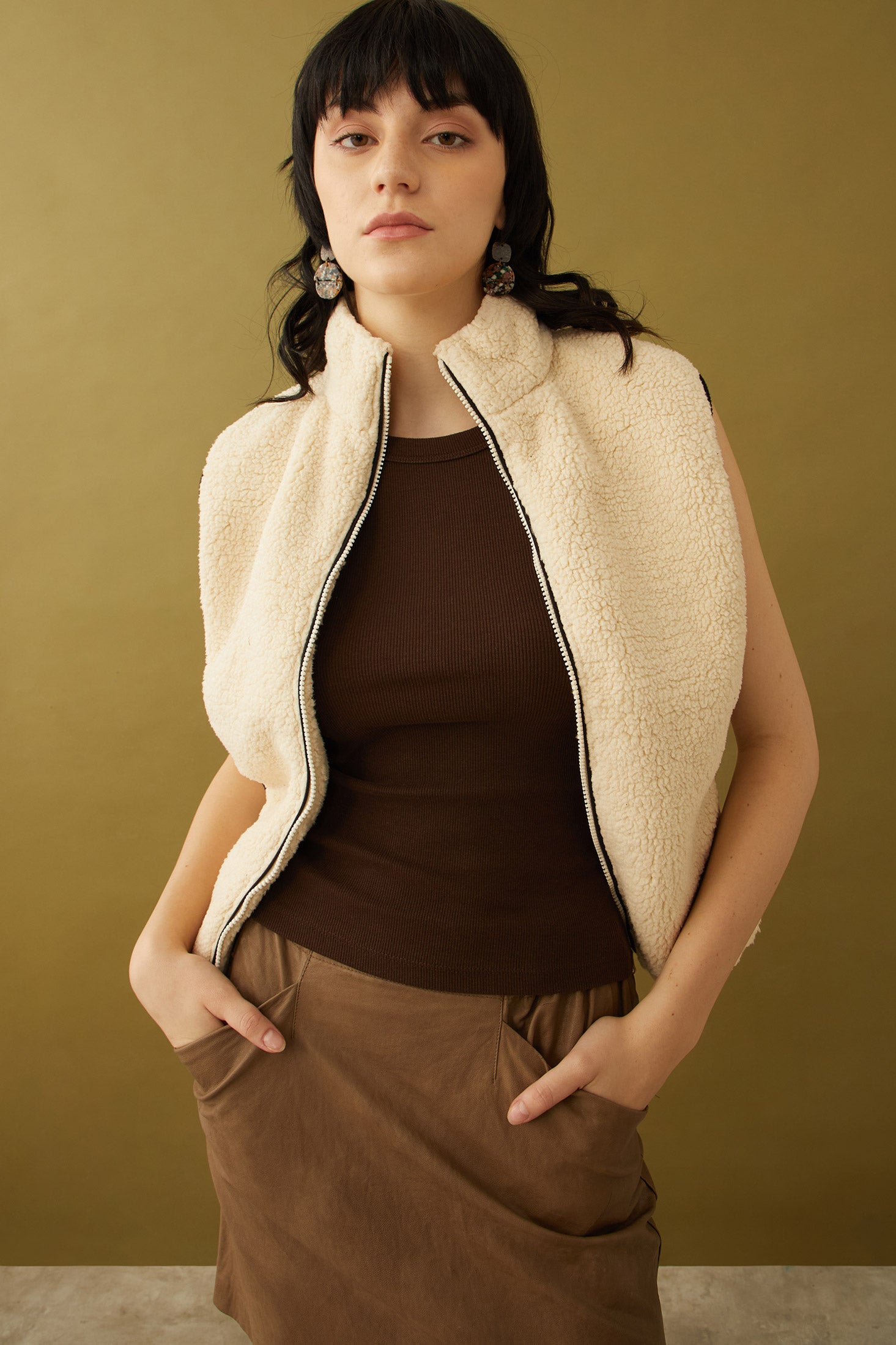 Jazlyn Zippered Fleece Jacket Vest - Myra USA