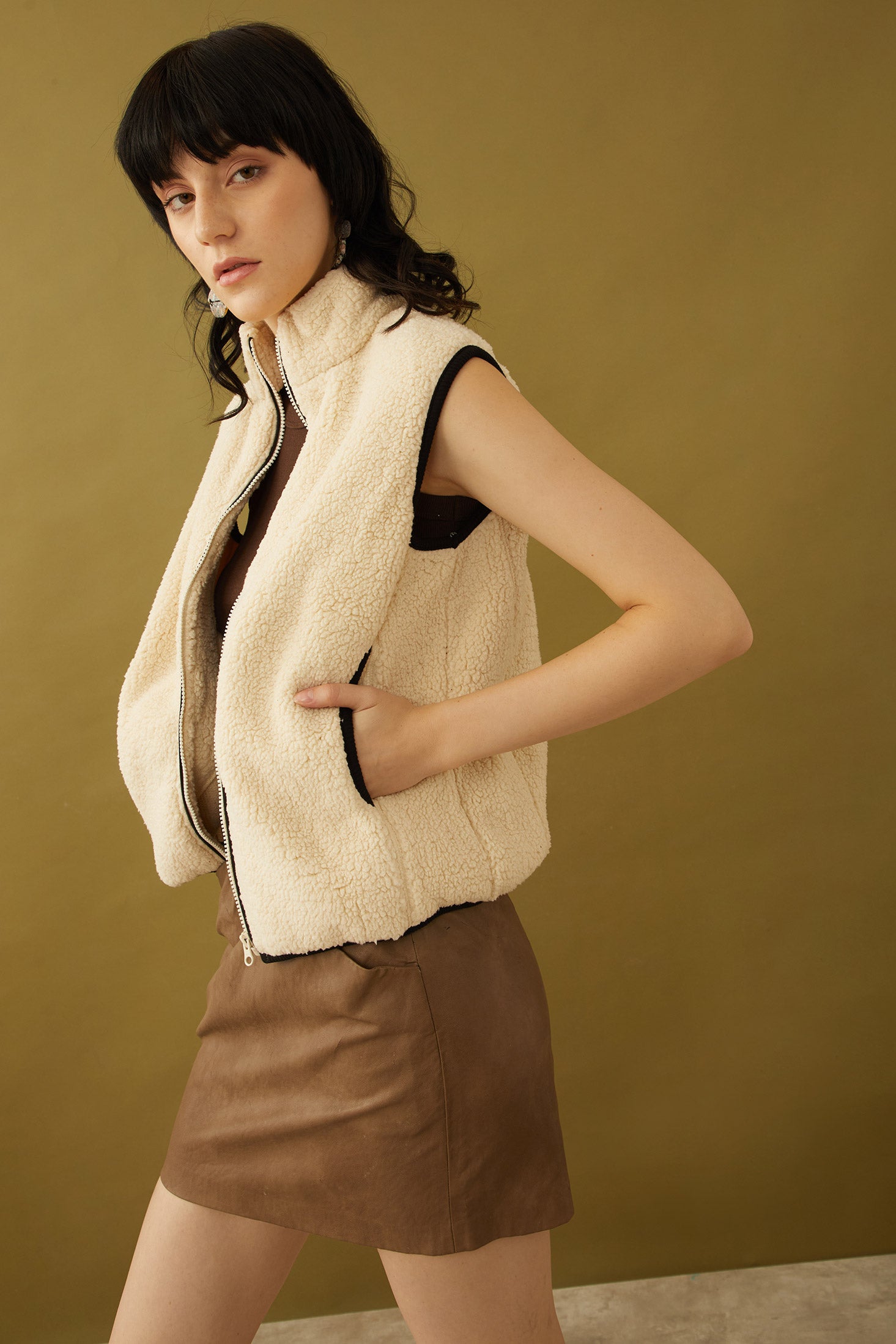 Jazlyn Zippered Fleece Jacket Vest - Myra USA