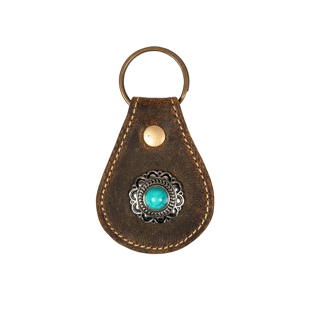 Concho Antiqued Leather Key Fob - Myra USA