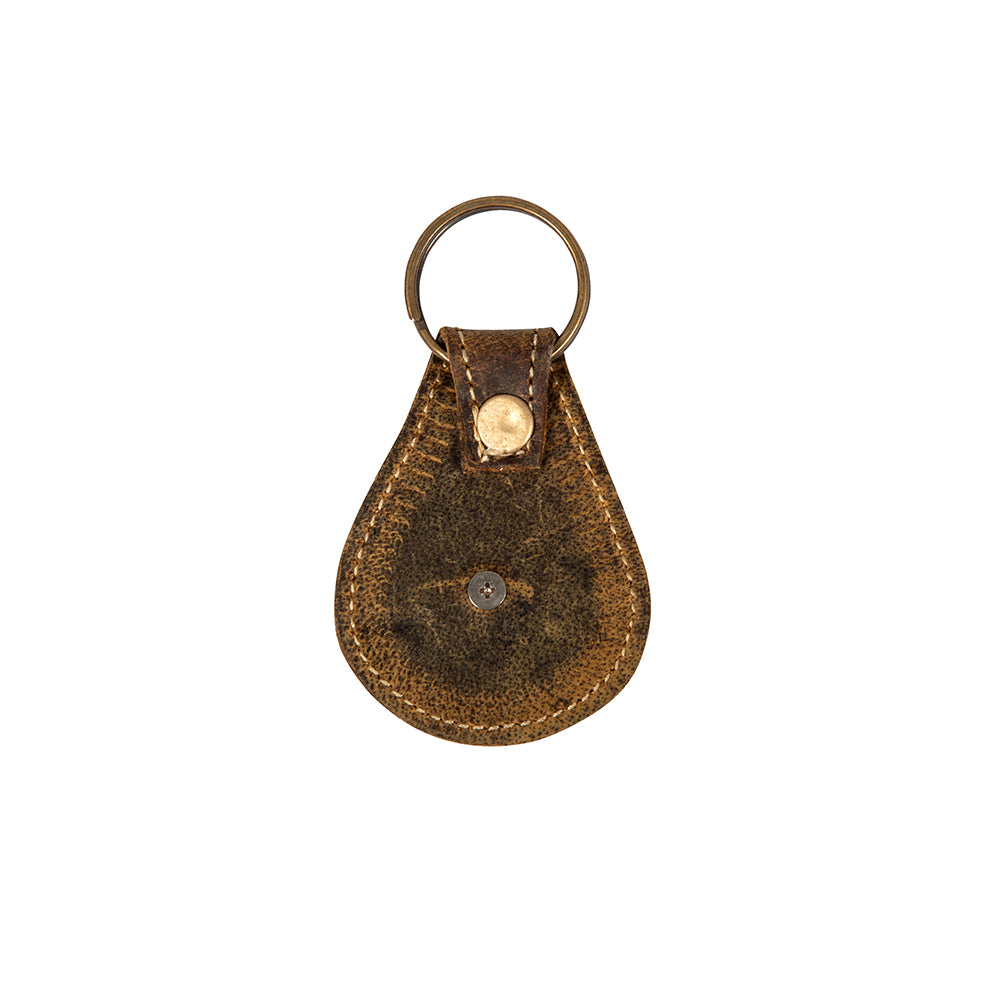 Concho Antiqued Leather Key Fob - Myra USA