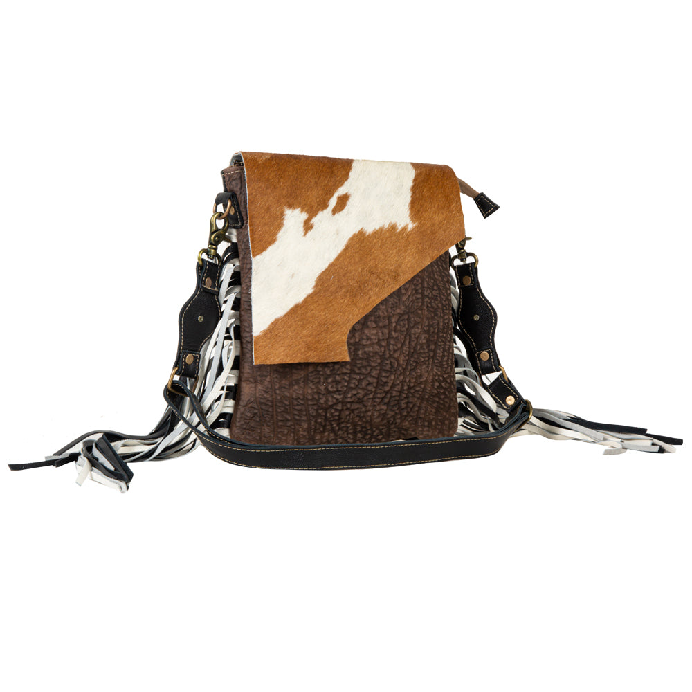 Stratford Trail Fringed Concealed-Carry Bag In Brown & White - Myra USA