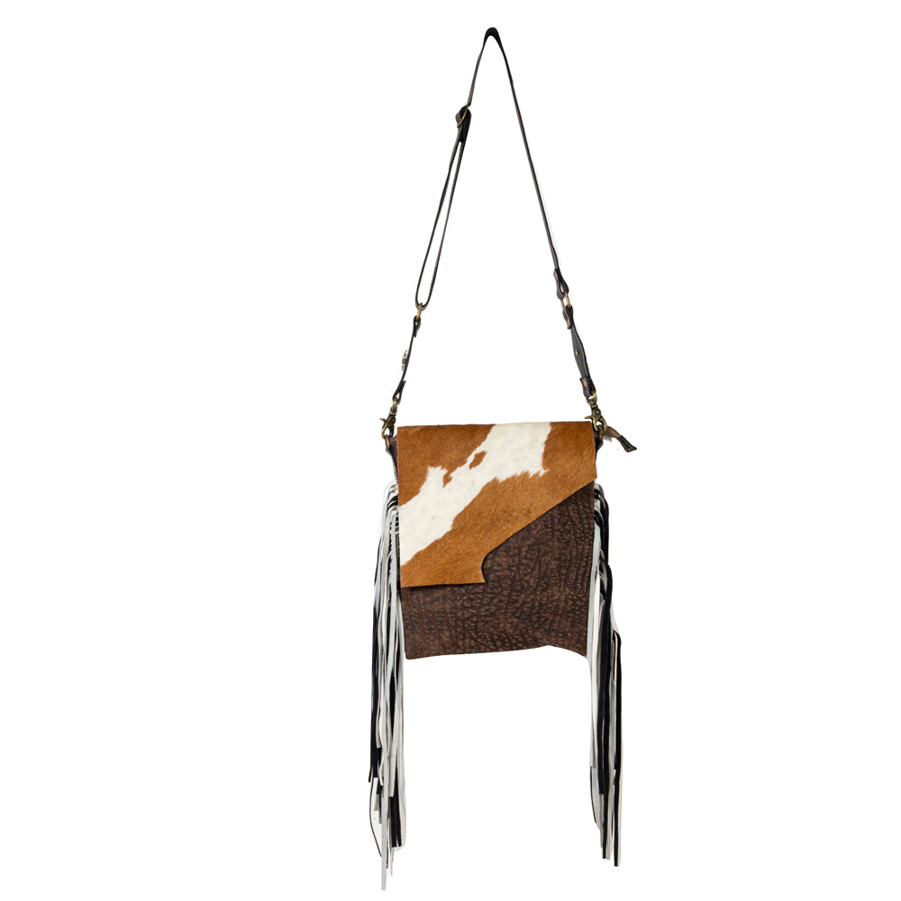 Stratford Trail Fringed Concealed-Carry Bag In Brown & White - Myra USA