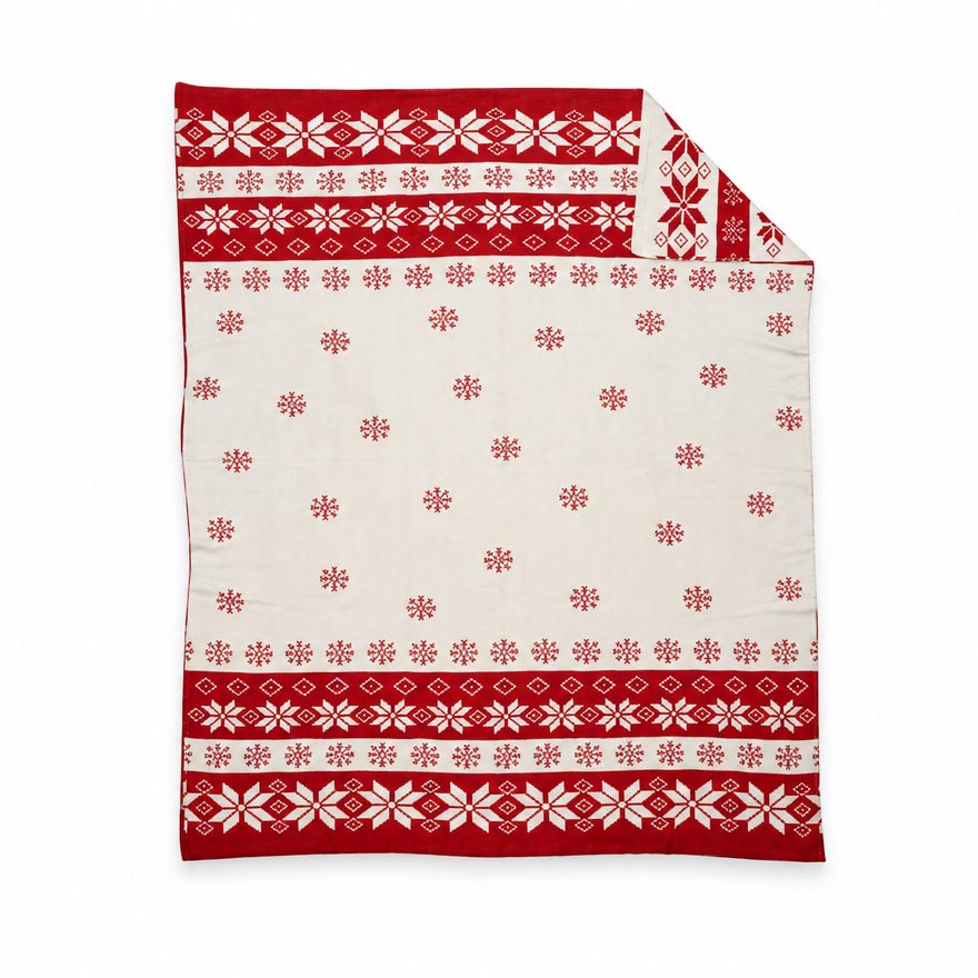 Snowflakes & Poinsettias Galore Throw - Myra USA