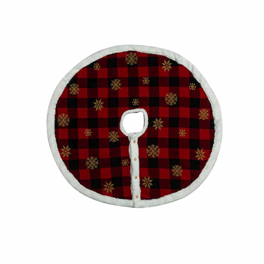 Gentle Snowfall Plaid Tree Skirt - Myra USA