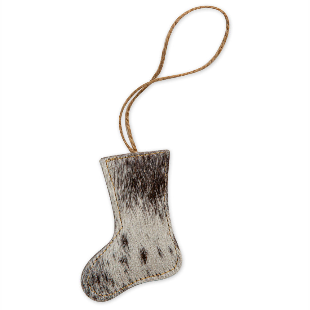 Christmas Stocking Hair-On Hide Ornament Set In Black - Myra USA