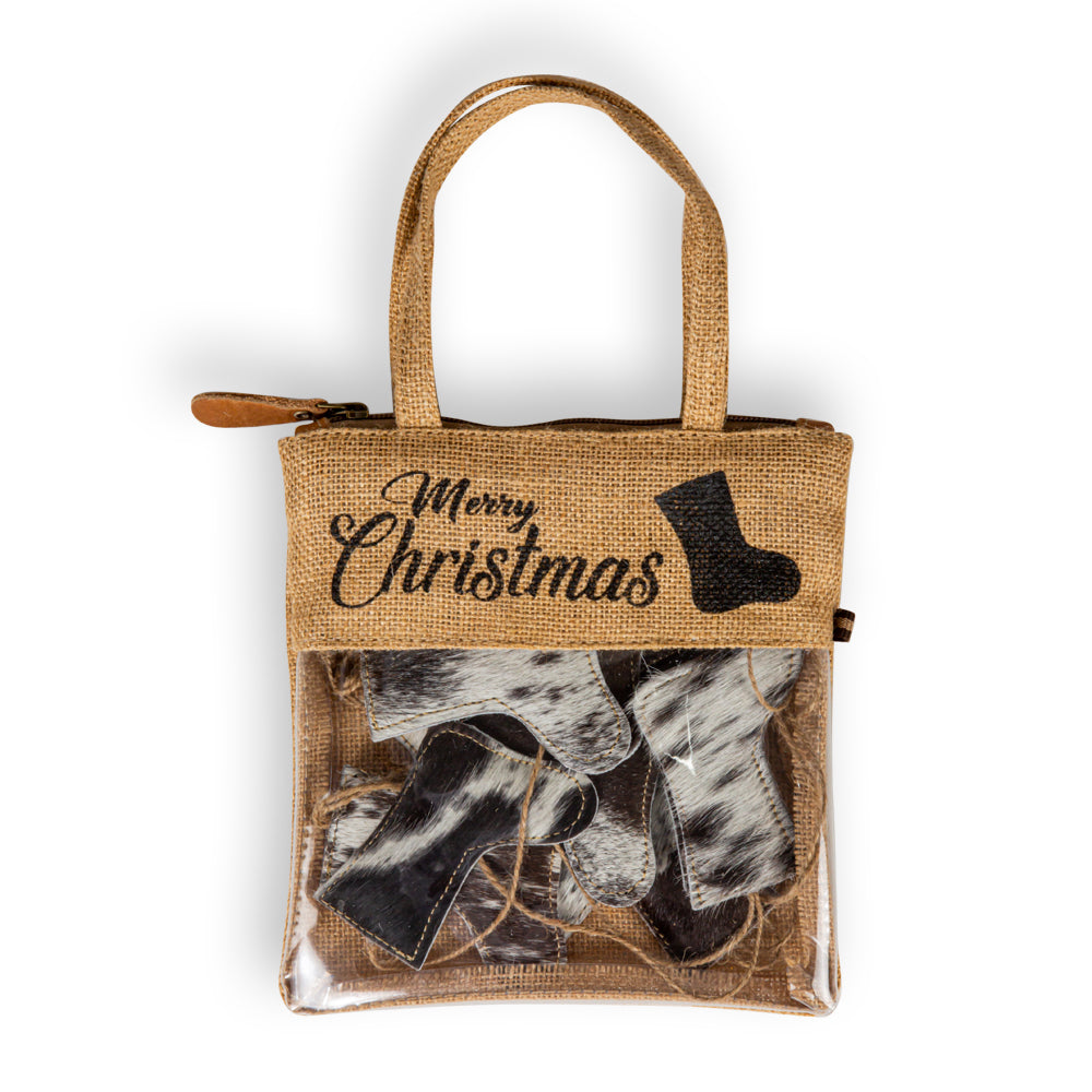 Christmas Stocking Hair-On Hide Ornament Set In Black - Myra USA