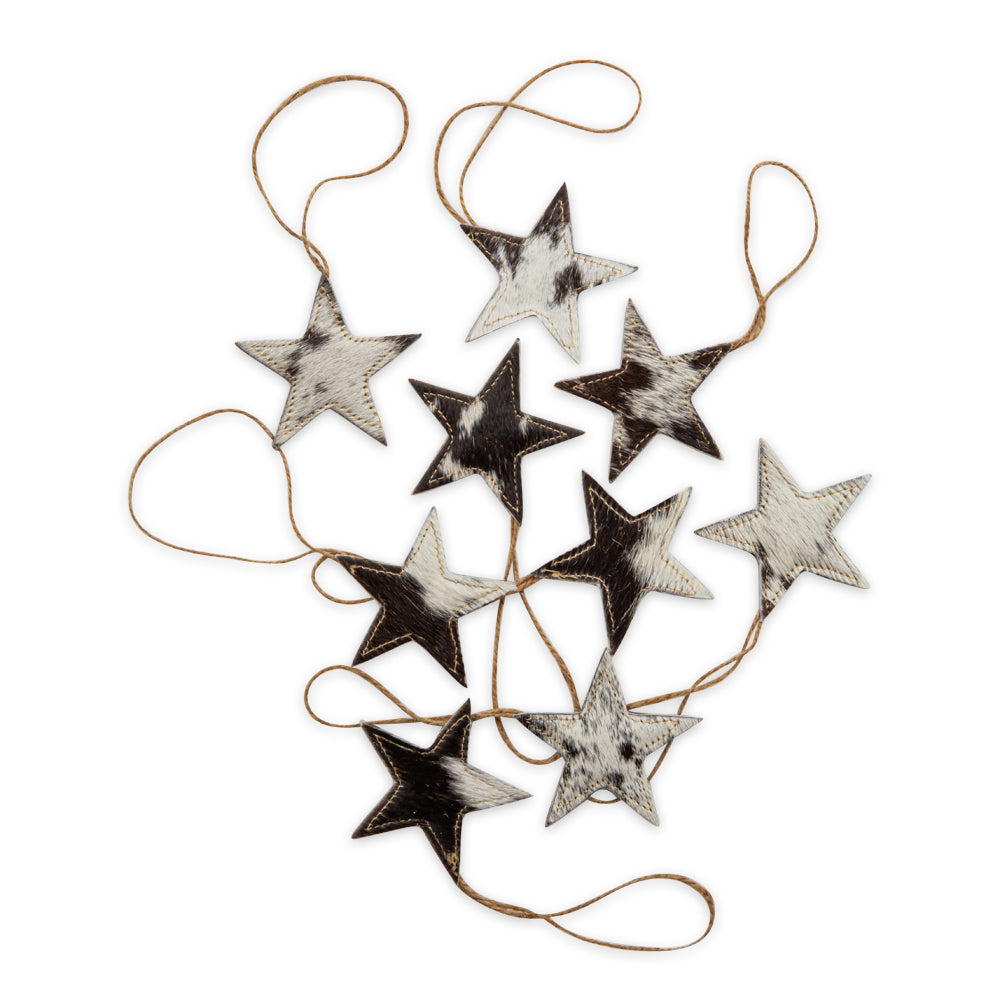 Christmas Star Hair-On Hide Ornament Set In Black - Myra USA