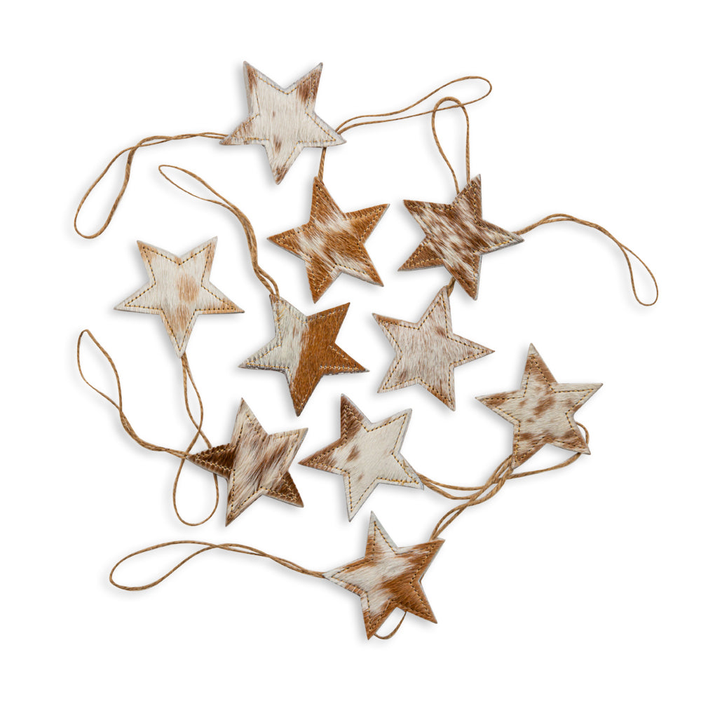 Christmas Star Hair-On Hide Ornament Set In Brown - Myra USA