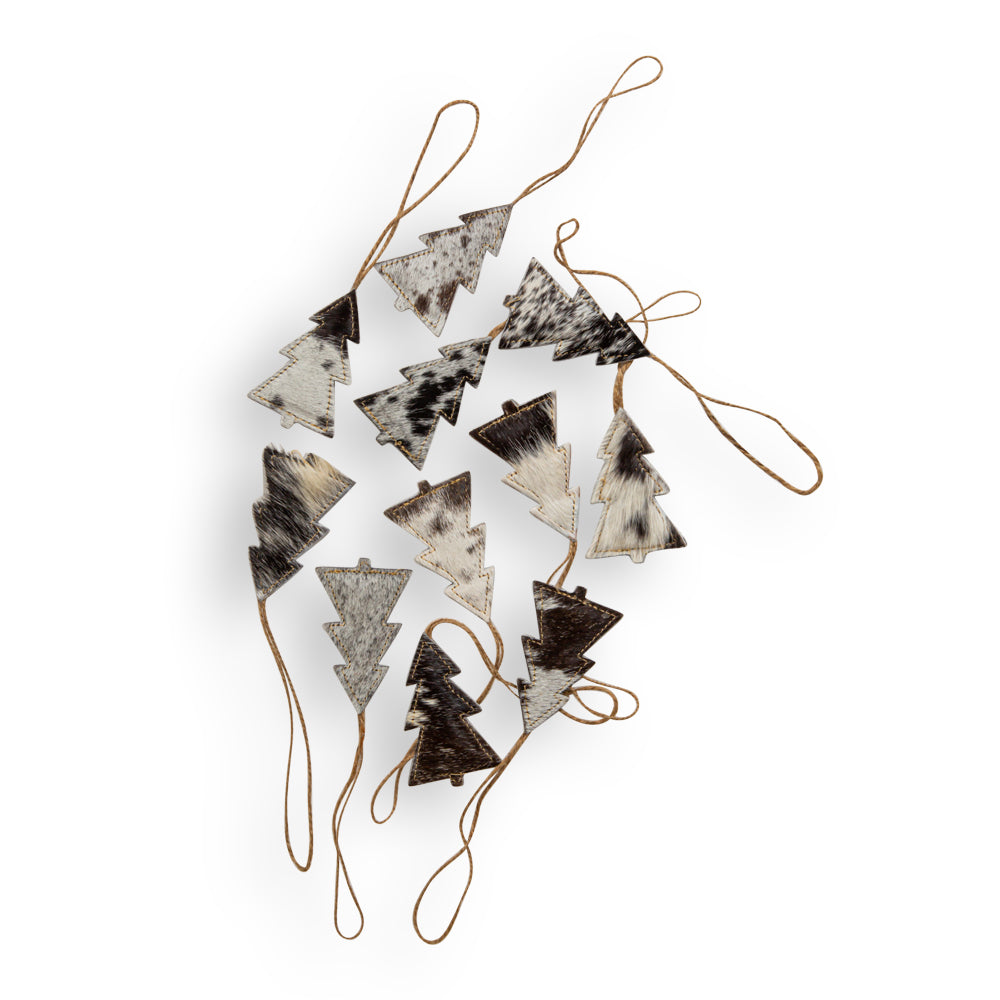 Christmas Tree Hair-On Hide Ornament Set In Black - Myra USA