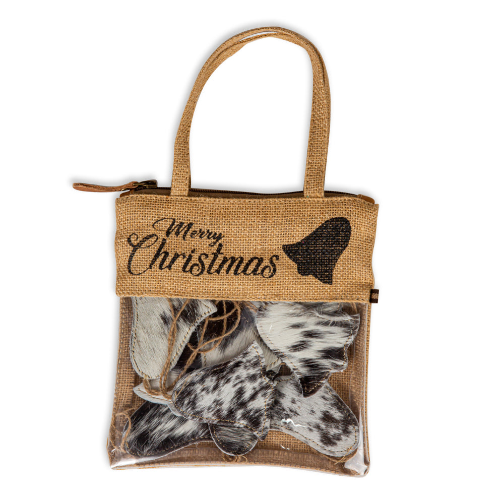 Christmas Tree Hair-On Hide Ornament Set In Black - Myra USA