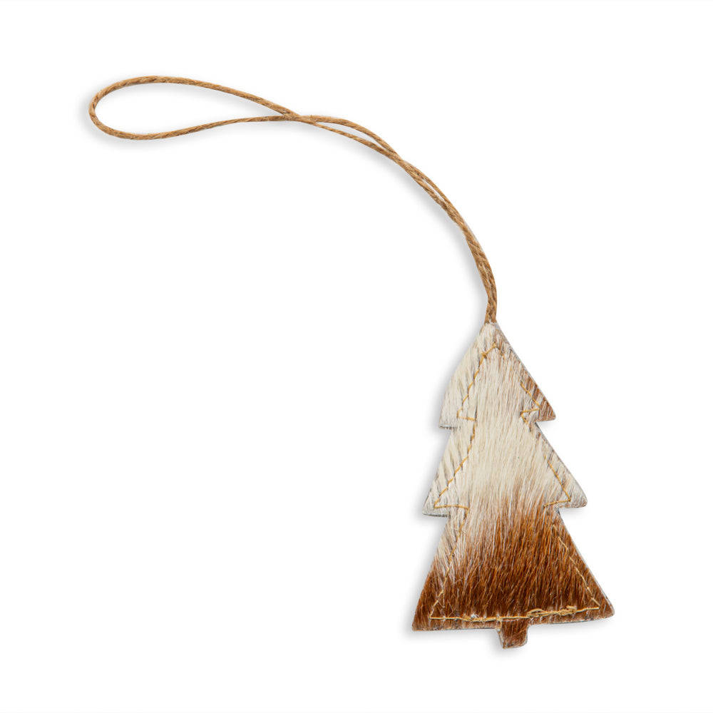 Christmas Tree Hair-On Hide Ornament Set In Brown - Myra USA