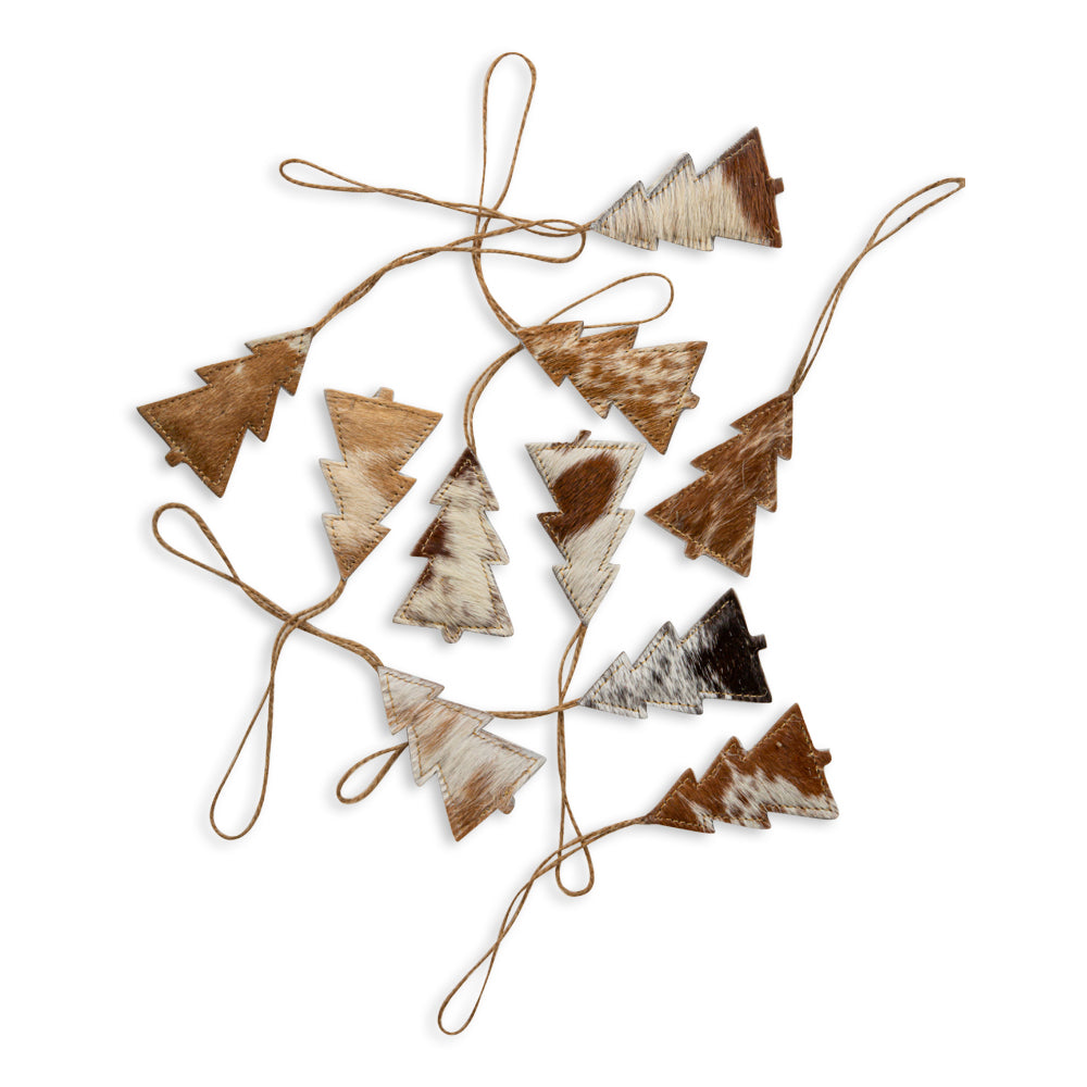 Christmas Tree Hair-On Hide Ornament Set In Brown - Myra USA