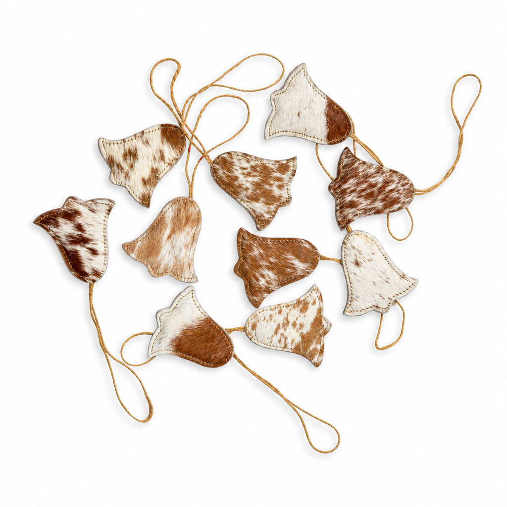Christmas Bell Hair-On Hide Ornament Set In Brown - Myra USA