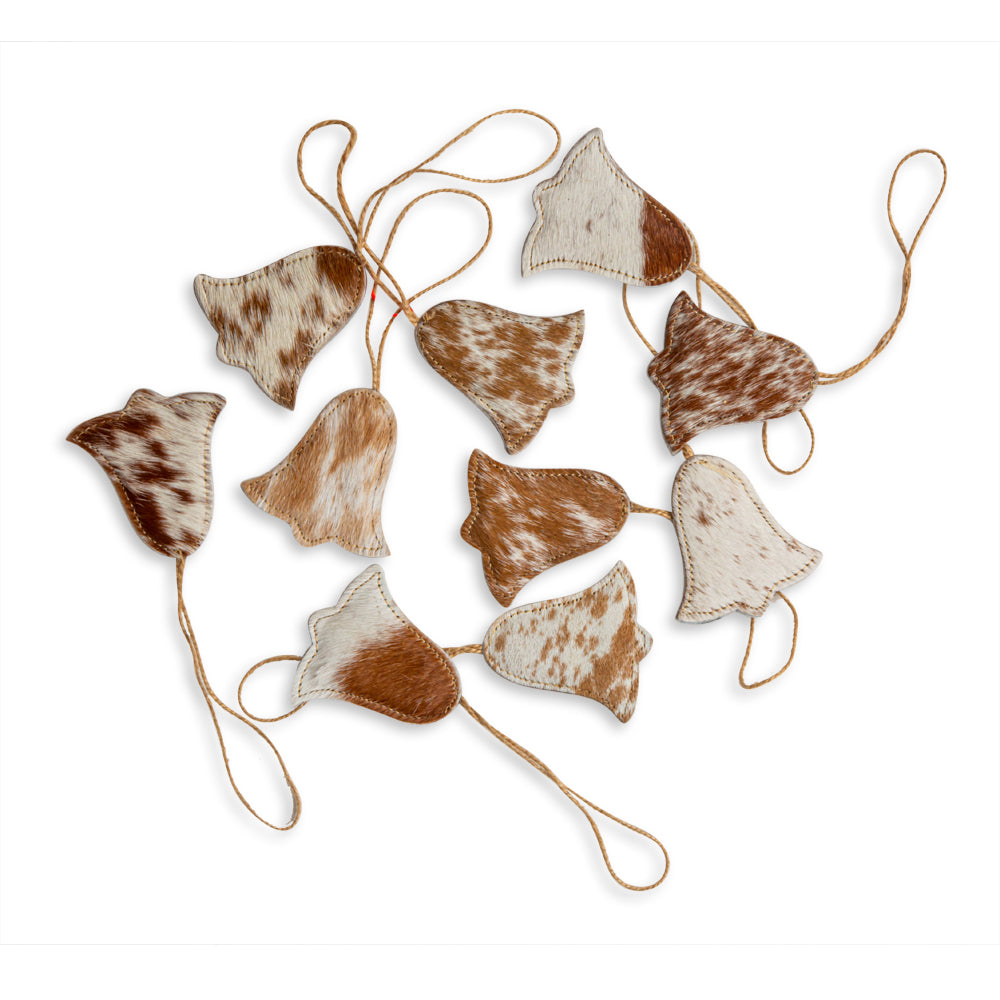 Christmas Bell Hair-On Hide Ornament Set In Brown - Myra USA