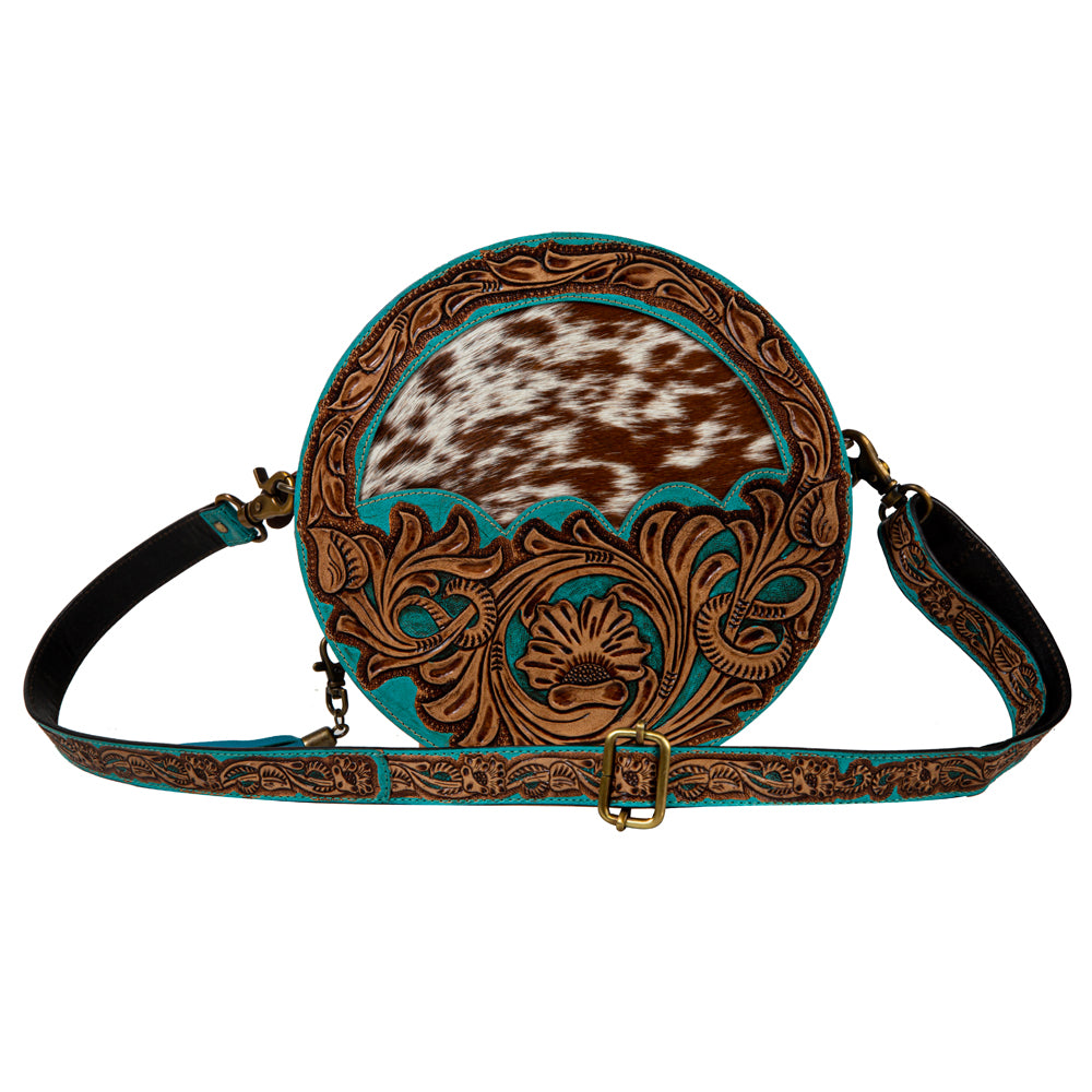 Leather round cheap purse