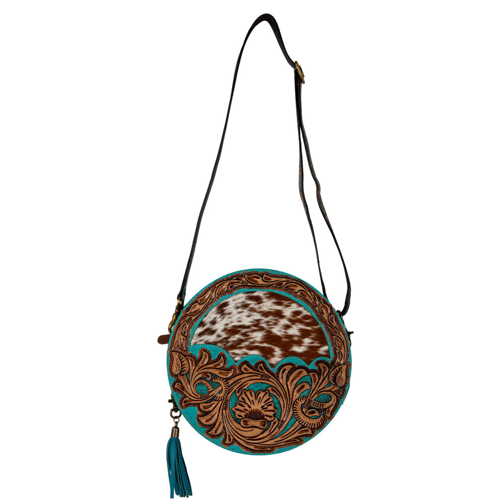 Desert Rain Hand-tooled Round Bag - Myra USA