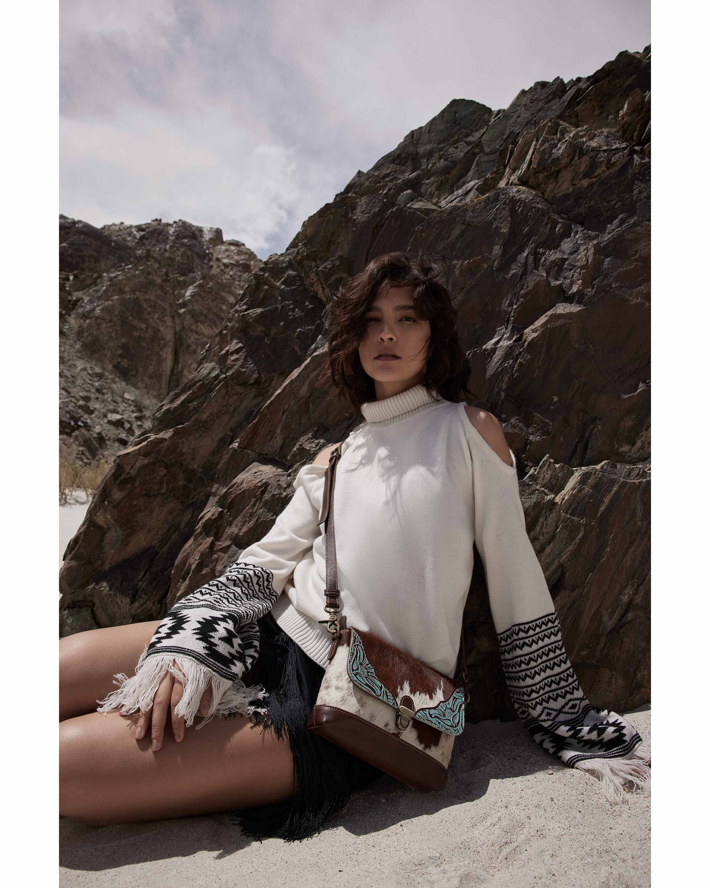 Ridge Morning Glory Leather & Hairon Bag - Myra USA