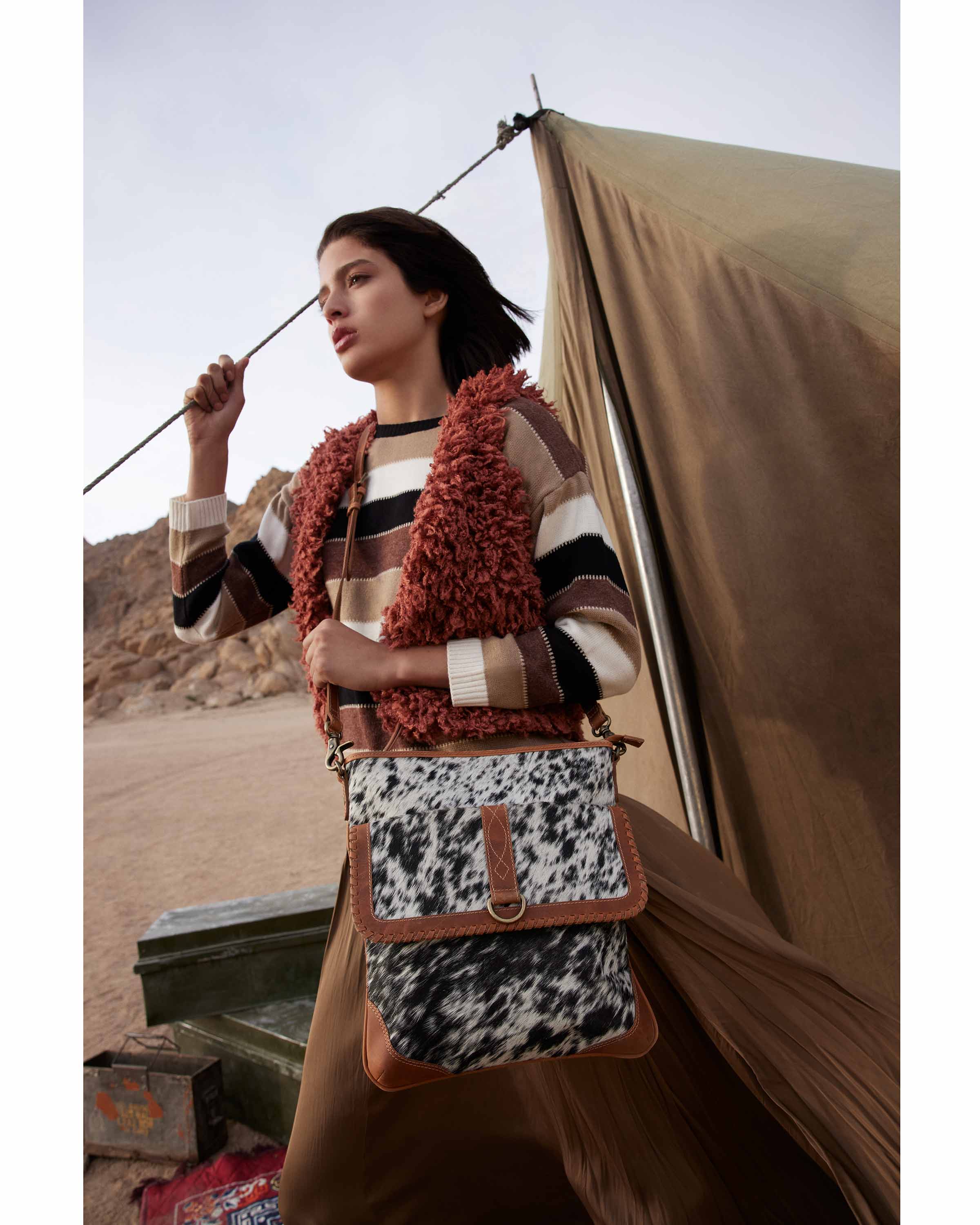 Taragon Hair-On Hide Canvas Hairon Bag - Myra USA