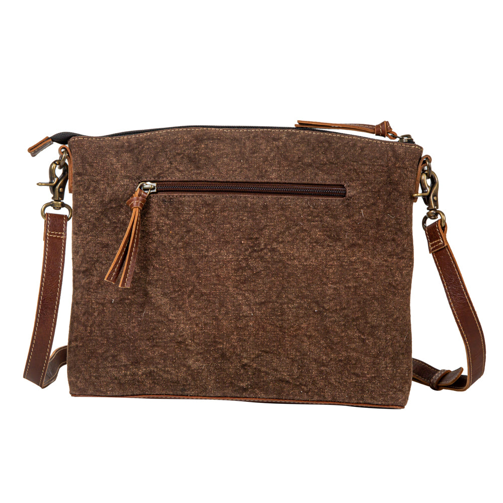 Clara Mae Hand-Tooled Accent Canvas Hairon Bag - Myra USA