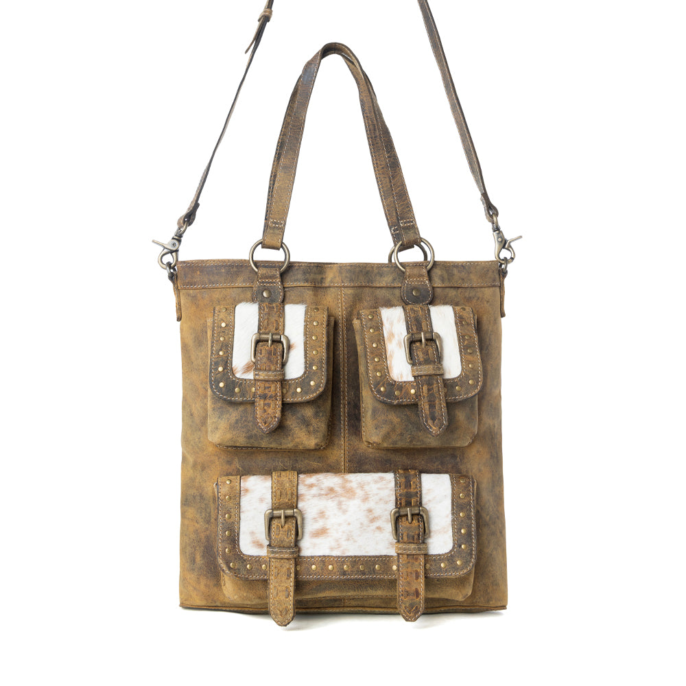 Cube Mesa Pouched Canvas Hairon Bag - Myra USA