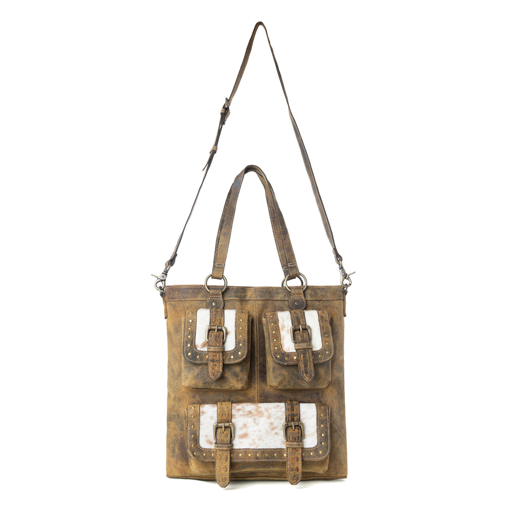 Cube Mesa Pouched Canvas Hairon Bag - Myra USA
