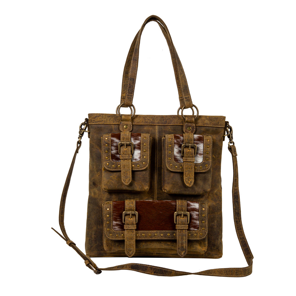 Cube Mesa Pouched Canvas Hairon Bag - Myra USA