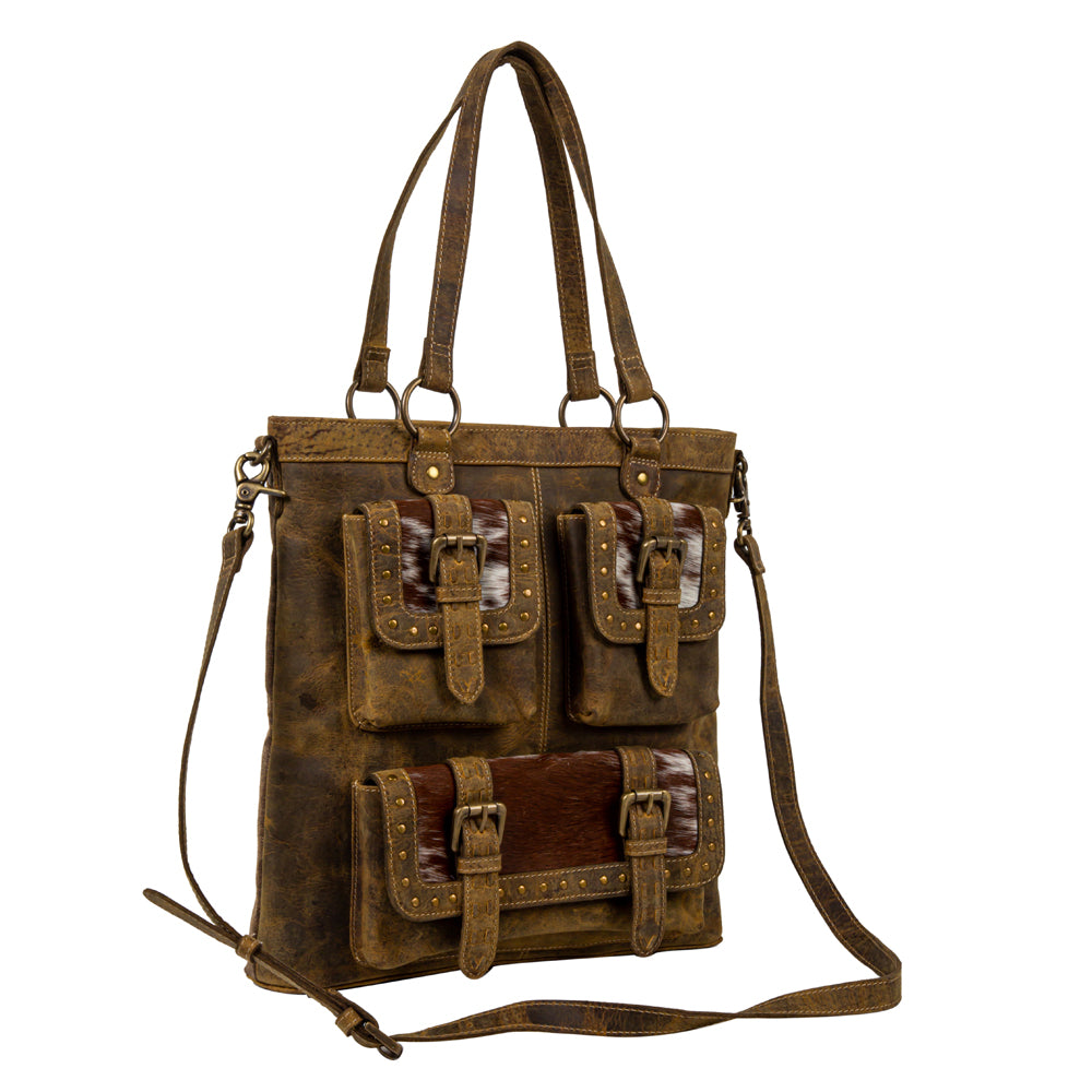 Cube Mesa Pouched Canvas Hairon Bag - Myra USA