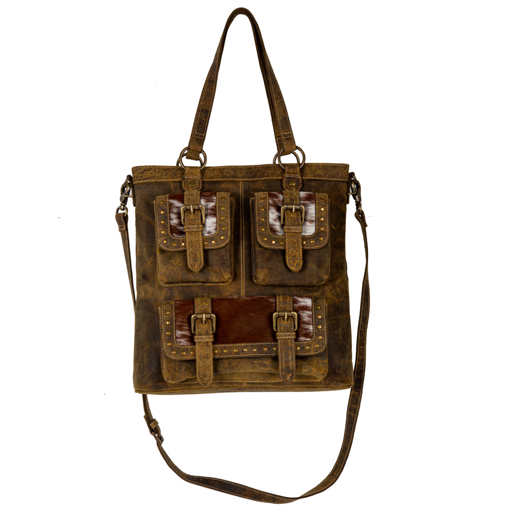 Cube Mesa Pouched Canvas Hairon Bag - Myra USA
