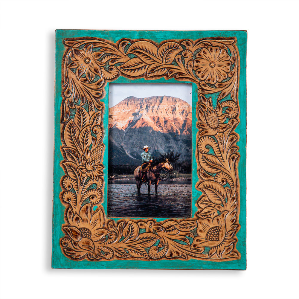 Time of Traditions Hand-Tooled Photo Frame - Myra USA