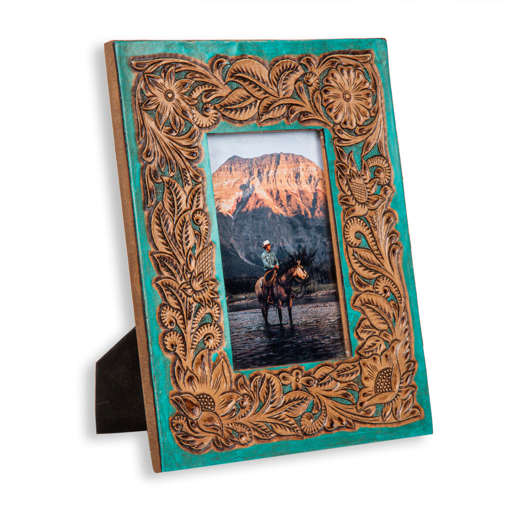 Time of Traditions Hand-Tooled Photo Frame - Myra USA