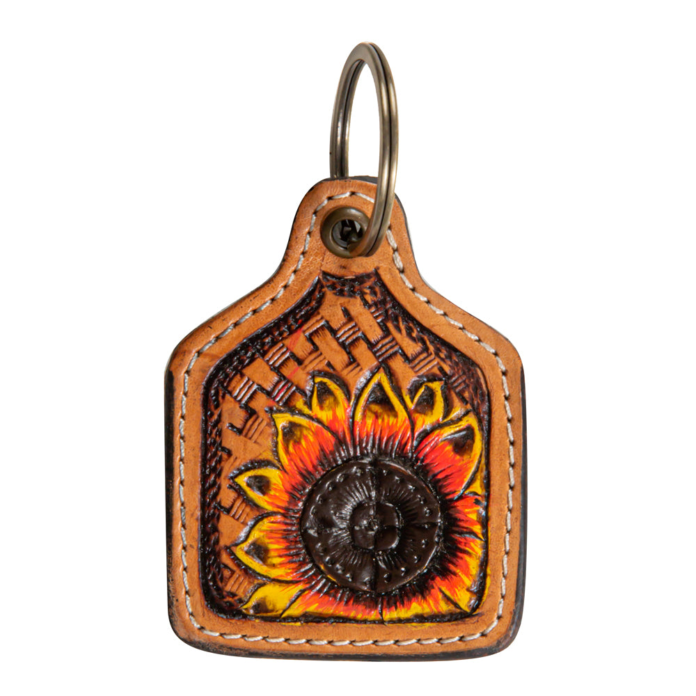 Morning Sunflower Hand-Tooled Key Fob - Myra USA