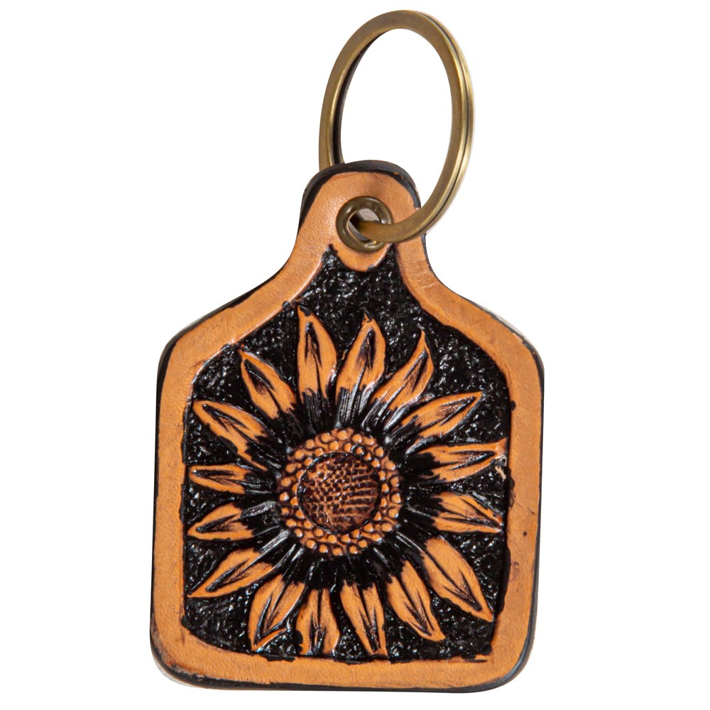 Glorious Sunflower Hand-Tooled Key Fob - Myra USA