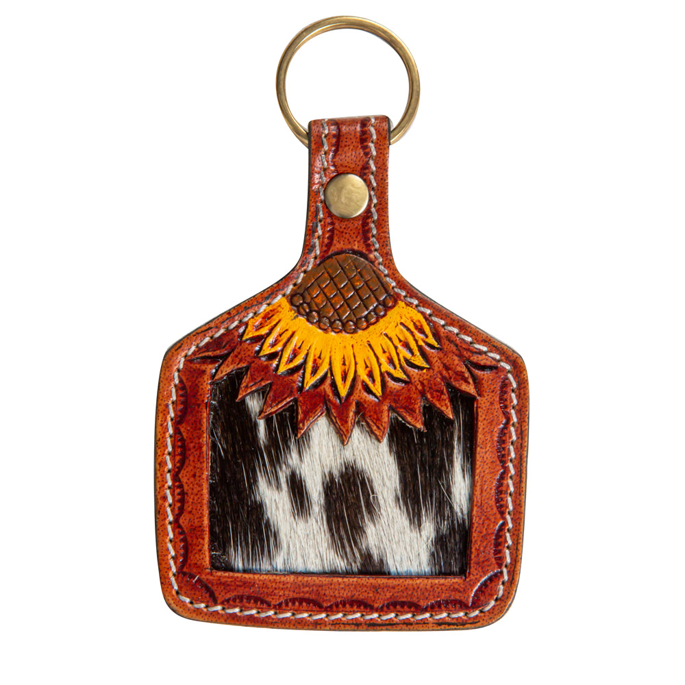Sunflower Fire Hand-Tooled Key Fob - Myra USA