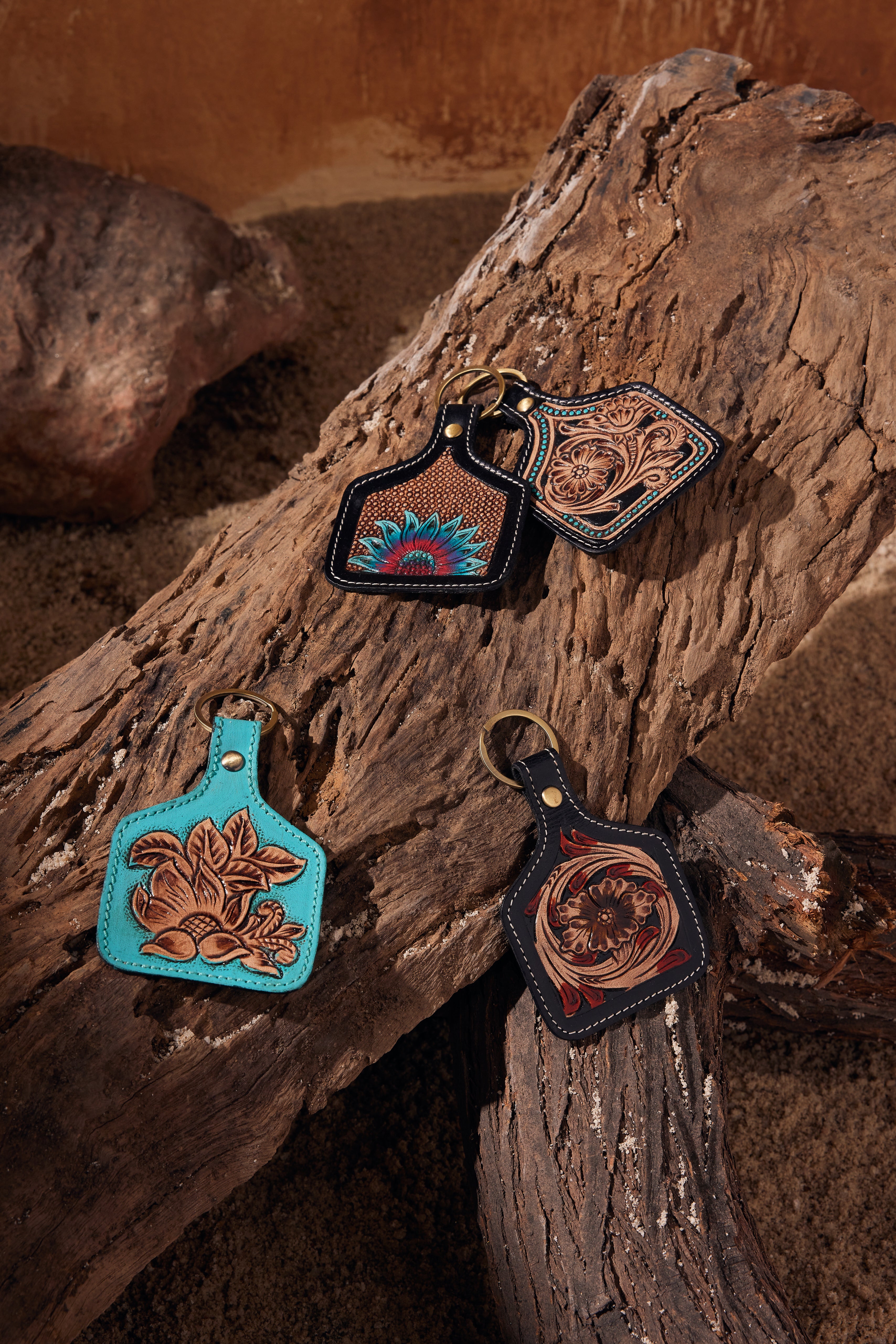 Sprouting Vines Hand-Tooled Key Fob - Myra USA