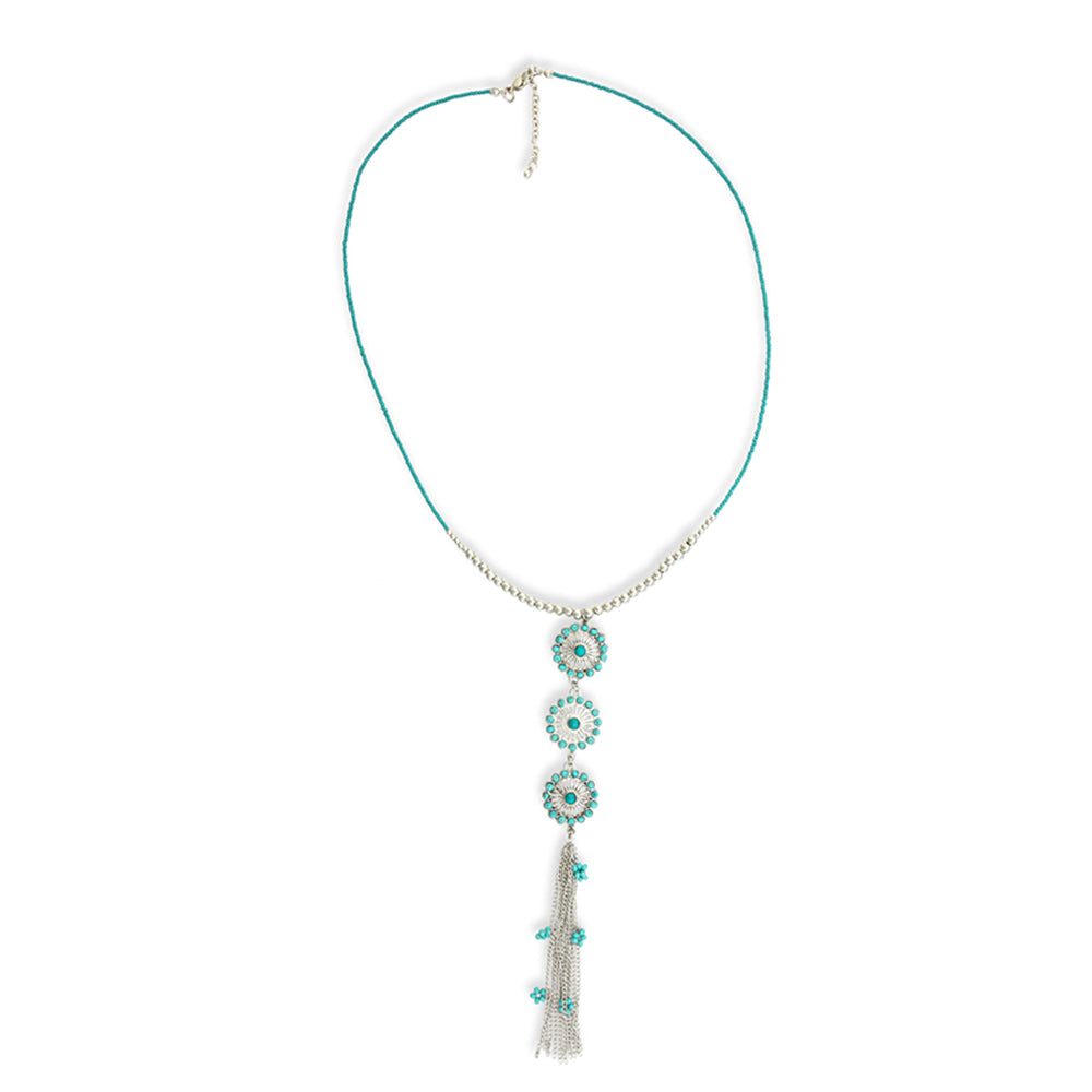 Bloom Flower Mini Concho Tassled Necklace - Myra USA
