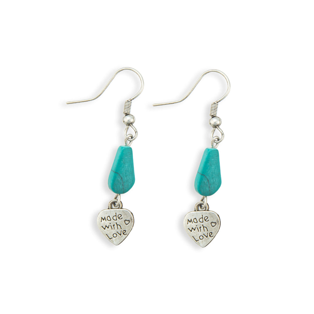From the Heart Turqouise Look Charm Earrings - Myra USA