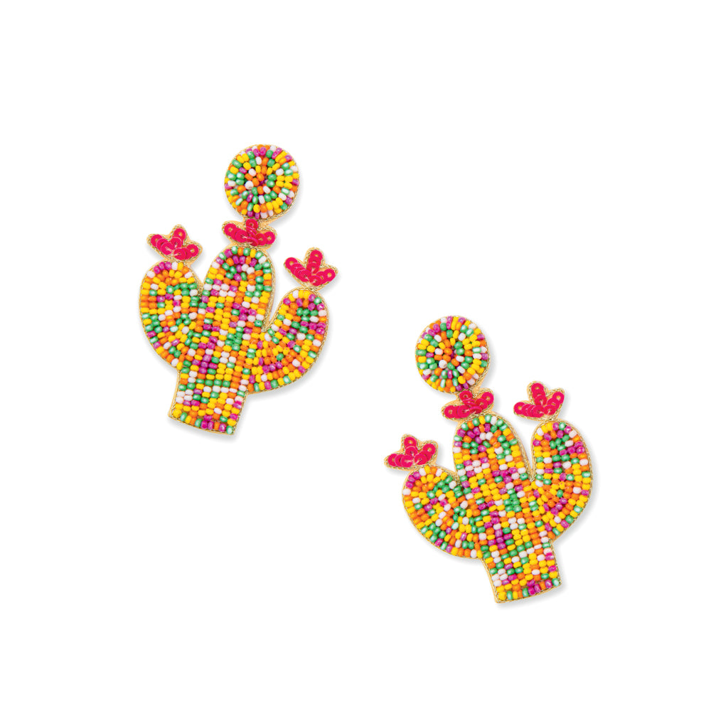 Cactus Joy Beaded Earrings in Multicolor - Myra USA