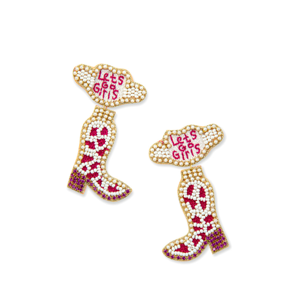 Let’s Go Girls Beaded Boot Earrings - Myra USA