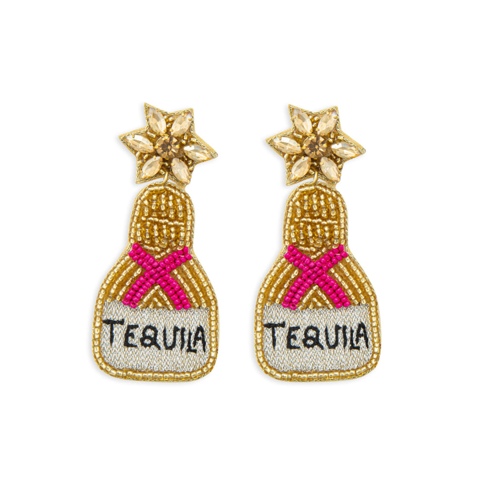 Tequila Bottle Beaded Earrings - Myra USA