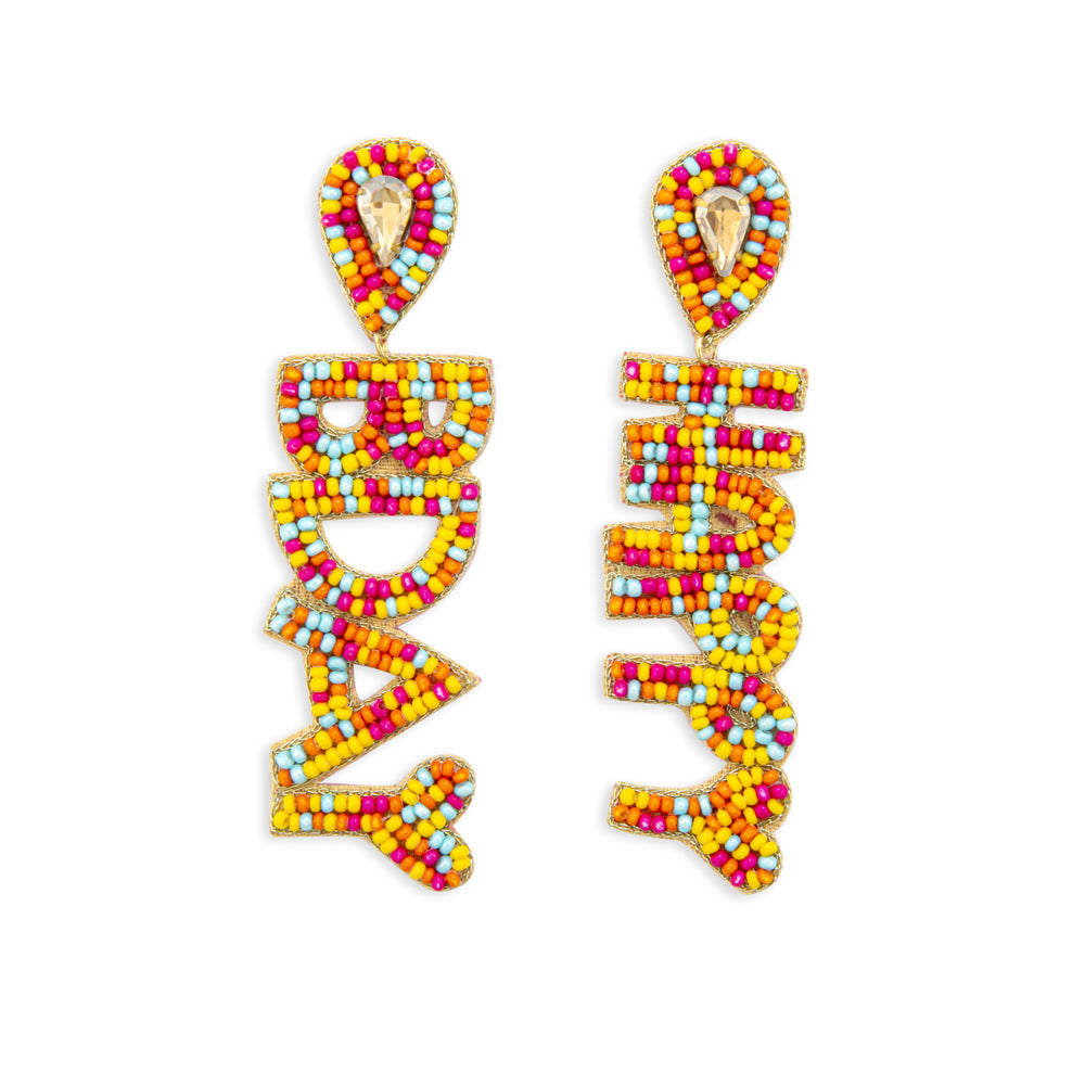 “Happy Bday†Beaded Earrings