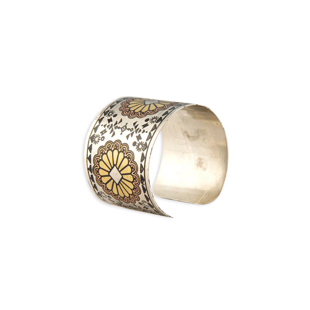 Mesa Sun Etched Metal Cuff Bracelet - Myra USA