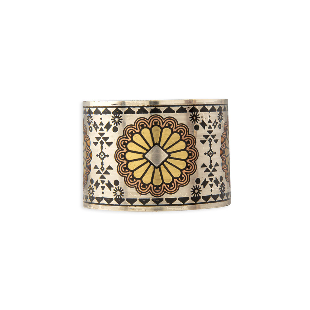 Mesa Sun Etched Metal Cuff Bracelet - Myra USA