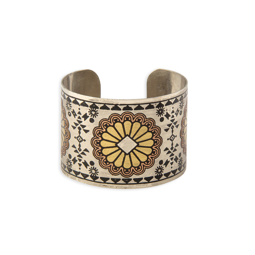 Mesa Sun Etched Metal Cuff Bracelet - Myra USA