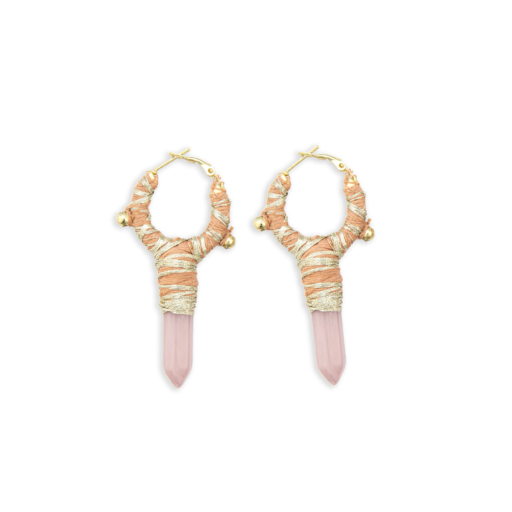 Goddess Delight Woven, Beaded Earrings With Crystal Charm - Myra USA