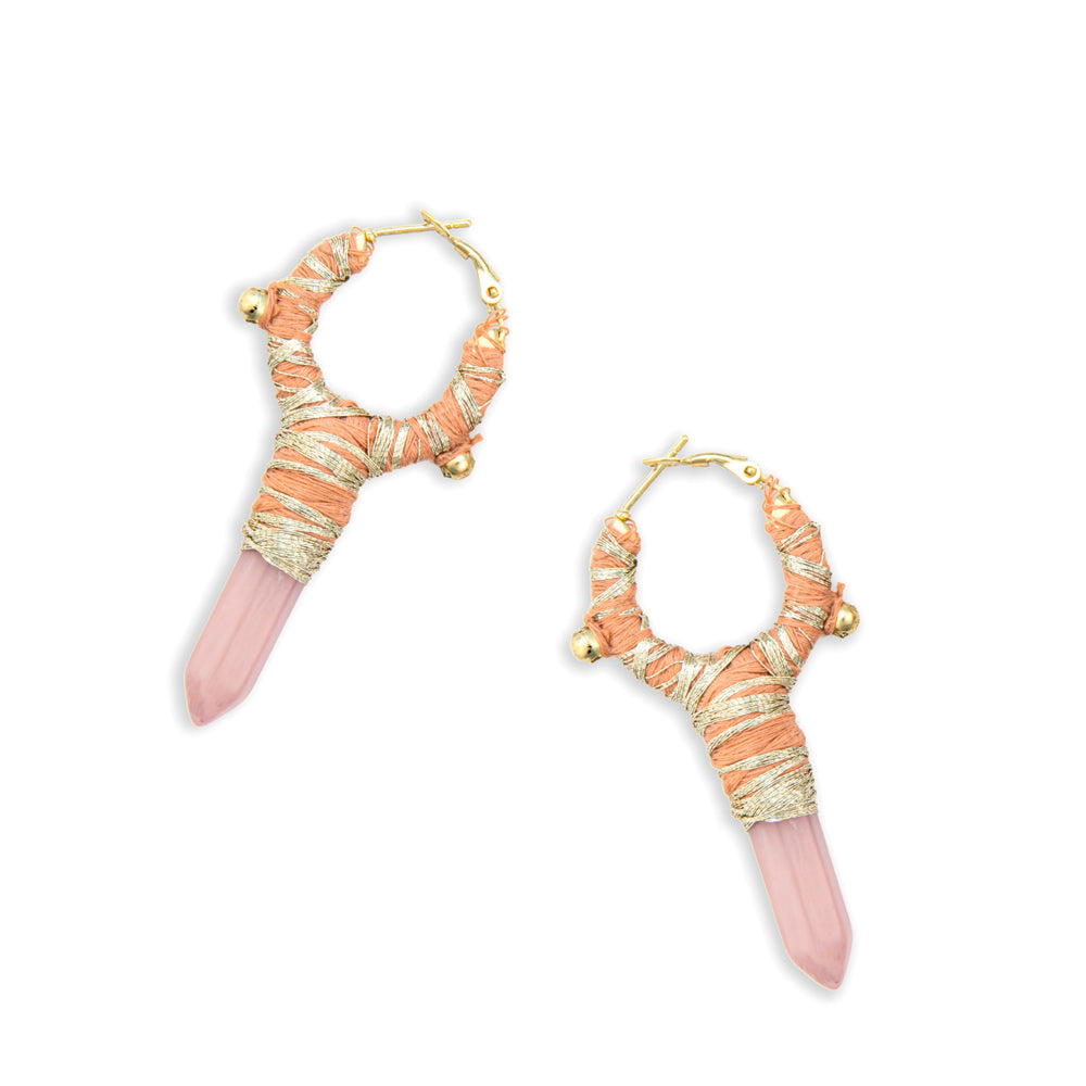 Goddess Delight Woven, Beaded Earrings With Crystal Charm - Myra USA