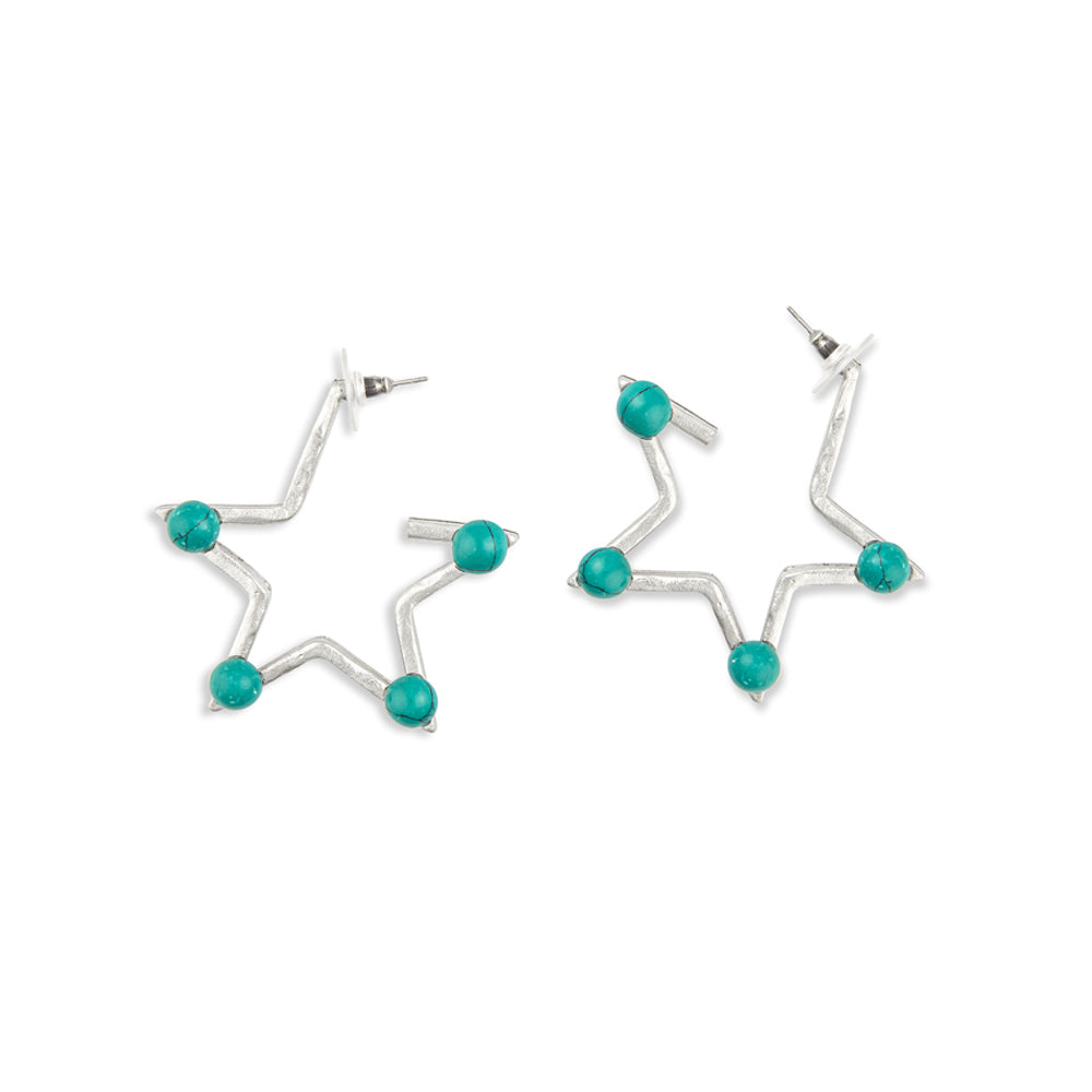 Stars of Mine Silver Tone & Bead Accent Earrings - Myra USA