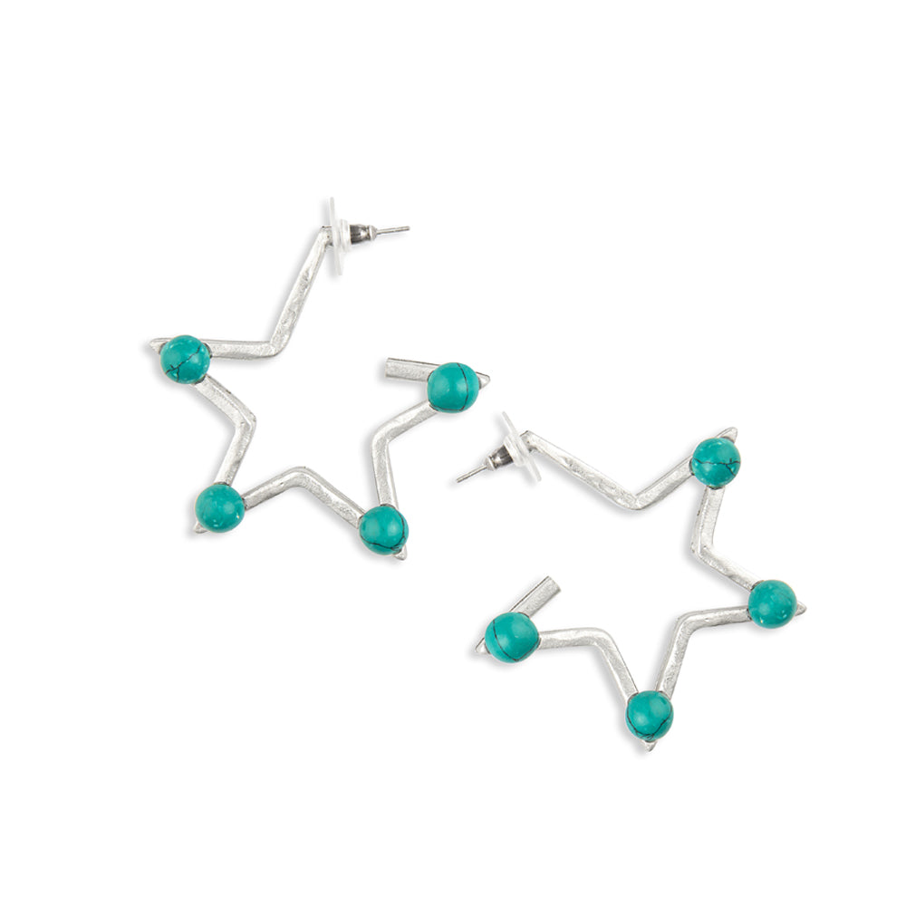 Stars of Mine Silver Tone & Bead Accent Earrings - Myra USA