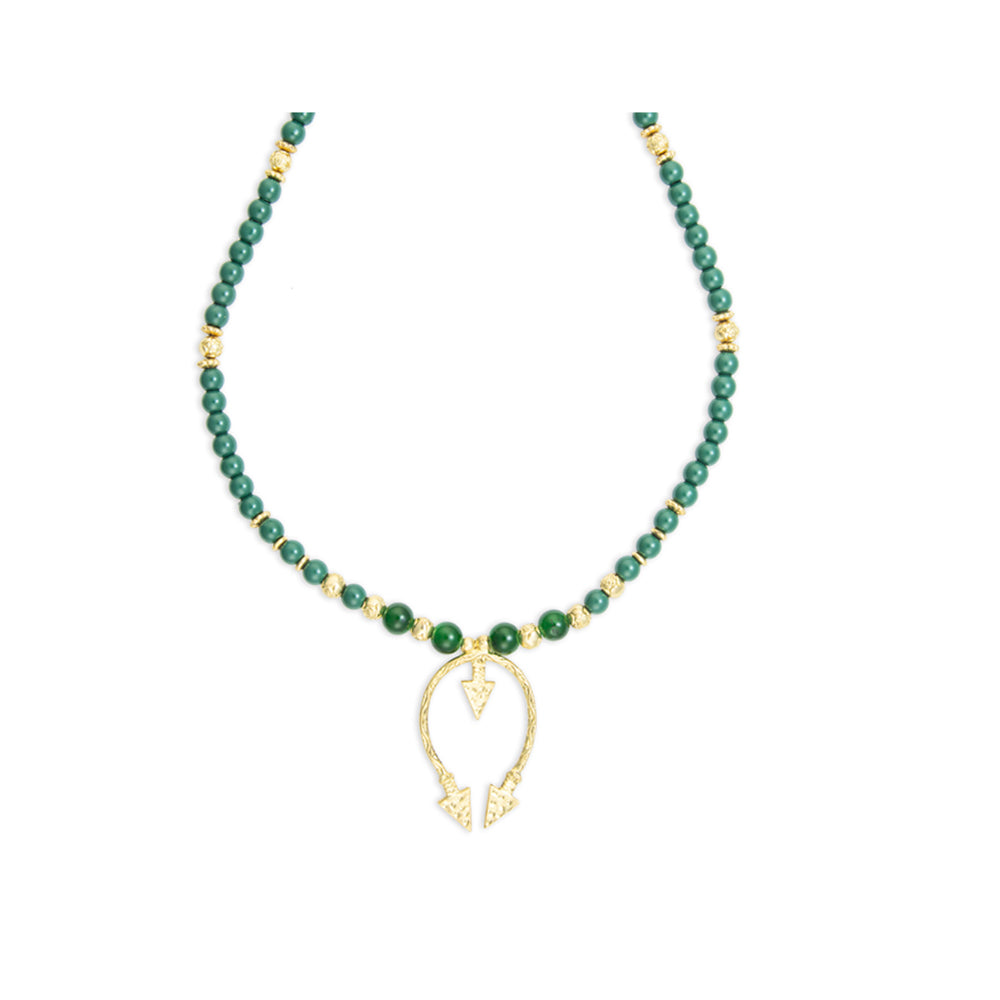Looping Arrow Faux Malachite Necklace - Myra USA